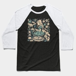 Modern Alice in Wonderland Drawing Baseball T-Shirt